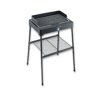 SEVERIN Barbacoa de pie con placa de grill acanalada y estante de rejilla, barbacoa eléctrica con arranque rápido, mini barbacoa sin riesgo de quemaduras, negro, PG 8568