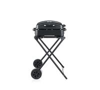 Severin Barbacoa eléctrica 2 en 1 de pie y de sobremesa, 2300 W, revestimiento cerámico, máx. 230 °C, con tapa, soporte, termómetro, superficie de cocción de 45 x 30 cm, negro mate, PG 8598