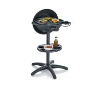 Severin Barbacoa eléctrica de pie PG 8541 – 2000W, con tapa, termómetro y estante – Negro