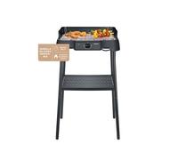 Severin Barbacoa Eléctrica de Sobremesa con Parrilla de Acero Inoxidable y Soporte, Negro PG 8594