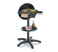 Severin Barbacoa eléctrica de pie PG 8541 – 2000W, con tapa, termómetro y estante – Negro