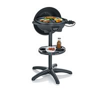 Severin Barbacoa eléctrica de pie PG 8541 – 2000W, con tapa, termómetro y estante – Negro