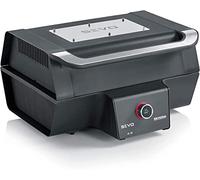 SEVERIN Barbacoa SEVO GT con tapa para interior y exterior, parrilla eléctrica, arranque rápido hasta 500 °C, barbacoa con opción de cocción lenta, acero inoxidable/negro, PG 8106