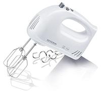 Severin - batidora de mano potente, amasadora profesional con 5 velocidades, práctica batidora mezcladora con 2 varillas y ganchos de amasar de acero inoxidable, blanco/gris, hm 3820