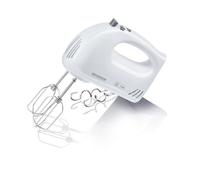 Severin - batidora de mano potente, amasadora profesional con 5 velocidades, práctica batidora mezcladora con 2 varillas y ganchos de amasar de acero inoxidable, blanco/gris, hm 3820 20 cm