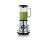SEVERIN Batidora de vaso con Smoothie Mix & Go, incluso recipiente de 1 L y un vaso con tapa de 600 ml, 500 W, Acero inoxidable y Negro, SM 3737