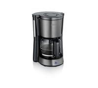 Severin cafetera con jarra de cristal, tapa de elaboración y sistema antigoteo, filtro giratorio, apagado automático, compartimento para el cable, capacidad 1,25 l, 1000 W, acero inox oscuro, KA 9340
