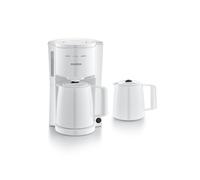 Severin Cafetera de filtro con 2 jarras térmicas, tapa de goteo, vertido sin salpicaduras, conservación duradera de la temperatura, apagado automático, 1000 W, aprox. 1 litro, blanco, KA 9309