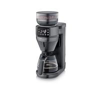 Severin - Cafetera de filtro totalmente automática con molinillo integrado, filtro permanente, jarra de cristal, Acero inoxidable cepillado/negro mate FILKA - KA 4849