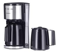 SEVERIN - Cafetera de goteo con jarra adicional para 16 tazas, Cafetera de filtro / Cafetera americana con 2 jarras termo, desconexión automática, Acero inoxidable / Negro, KA 9308