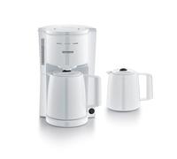 Severin Cafetera de filtro con 2 jarras térmicas, tapa de goteo, vertido sin salpicaduras, conservación duradera de la temperatura, apagado automático, 1000 W, aprox. 1 litro, blanco, KA 9309
