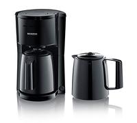 SEVERIN Cafetera de goteo con jarra adicional para hasta 16 tazas, Cafetera de filtro con 2 jarras térmicas de 8 tazas cada una, 1000W, desconexión automática, color negro, KA 9307