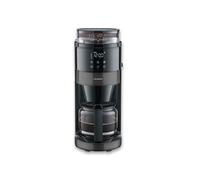 Severin Cafetera de goteo, con jarra de cristal y molinillo, 1,25L de capacidad, hasta 10 tazas, interrupción por goteo, aroma intenso, pantalla LED, 900W, inox oscuro, negro, KA 4830