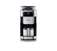 SEVERIN - Cafetera de goteo con molinillo hasta 10 tazas, Cafetera de filtro / Cafetera americana con jarra de cristal de 1l, con pantalla LED con temporizador, Acero inoxidable / Negro, KA 4814