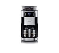 SEVERIN - Cafetera de goteo con molinillo hasta 10 tazas, Cafetera de filtro / Cafetera americana con jarra de cristal de 1l, con pantalla LED con temporizador, Acero inoxidable / Negro, KA 4813