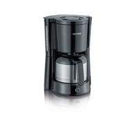 SEVERIN - Cafetera de goteo para 8 tazas, Cafetera de filtro / Cafetera americana con jarra termo de 1l, Con Desconexión Automática, Acero inoxidable / Negro, KA 4835