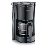 SEVERIN - Cafetera de goteo para 10 tazas, Cafetera de filtro / Cafetera americana con jarra de cristal antigoteo de 1,25 l, desconexión automática, Acero inoxidable/Negro, KA 9554