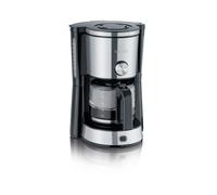 SEVERIN - Cafetera de goteo para 10 tazas, Cafetera de filtro / Cafetera americana con jarra de cristal, Con placa calefactora y desconexión automática, Acero inoxidable cepillado / Negro, KA 4825