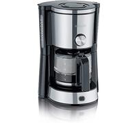SEVERIN - Cafetera de goteo para 10 tazas, Cafetera de filtro / Cafetera americana con jarra de cristal, Con placa calefactora y desconexión automática, Acero inoxidable cepillado / Negro, KA 4825