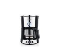 Severin - cafetera de goteo para 10 tazas, cafetera de filtro / cafetera americana con jarra de cristal, pantalla led con temporizador, acero inoxidable cepillado / negro, ka 4826