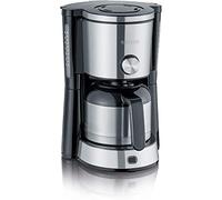 SEVERIN - Cafetera de goteo para 8 tazas, Cafetera de filtro / Cafetera americana con jarra de cristal de 1l, Con Desconexión Automática, Acero inoxidable cepillado / Negro, KA 4845