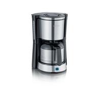 SEVERIN - Cafetera de goteo para 8 tazas, Cafetera de filtro / Cafetera americana con jarra de cristal de 1l, Con Desconexión Automática, Acero inoxidable cepillado / Negro, KA 4847