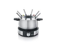 SEVERIN Combinación de fondue y crepera 1500 W. Olla de acero inoxidable extraíble con marca mín. / máx. Acero Inoxidable/Negro. FO 2471