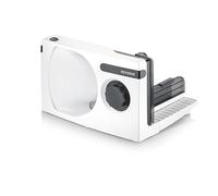 SEVERIN - Cortafiambres eléctrico con corte 0 - 15 mm, cortadora de fiambre apta para carne, pan y queso, máquina para cortar, rebanadora con protector de dedos, Blanco, 100 W, AS 3912