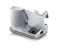 SEVERIN Cortafiambres, loncheador con dos cuchillas de acero inoxidable extraíbles, cortafiambres eléctrico con protector de dedos y recogedor de restos, 180 W, plateado, AS 3915