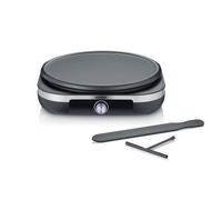 SEVERIN Crepera eléctrica, crepera profesional para crepes dulces y salados, con plancha grande extraíble de 38 cm, aprox. 1500 W, acero inoxidable cepillado/negro, CM 2199