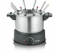 SEVERIN FO2473 Fondue elctrica 8 personas con olla extrable de acero inoxidable, Incluye: Protector contra salpicaduras y 8 tenedores