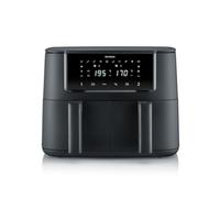 SEVERIN Freidora de aire doble Black Line, 2 cestas, función sincronización de cocinado y finalización, versátil, pantalla táctil, 10 programas, función mantener caliente, 4 l, 2600 W, negro, FR 2463