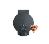 SEVERIN Gofrera Black Line, gofres con forma de corazón, revestimiento libre de PFAS, luz indicadora, práctico enrollador para el cable, 1000 W, negro/acero inoxidable, WA 2117