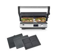 Severin Grill de contacto S-Joy Sevini FLEX – 3 en 1, recubrimiento cerámico, XL, 2000W negro/acero