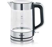 SEVERIN - Hervidor de agua, 2200 W, 1,7 L. Fondo de acero inoxidable y elemento calefactor oculto. Cristal/Inox. WK 3420