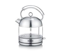 SEVERIN Hervidor de agua retro , 2.400 W, 1.7 L, Elemento calefactor cubierto por placa de acero inoxidable, Vidrio / Acero inoxidable cepillado, WK 3459