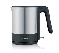 SEVERIN Hervidor de agua, hervidora eléctrica con filtro de cal, capacidad 1.7 l, 2200 W, acero inoxidable/negro, WK 3409