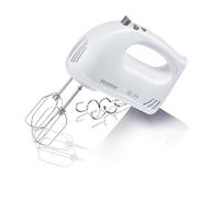 Severin - batidora de mano potente, amasadora profesional con 5 velocidades, práctica batidora mezcladora con 2 varillas y ganchos de amasar de acero inoxidable, blanco/gris, hm 3820