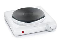 Severin Hornillo Eléctrico Individual, Portátil, 1500W | Termostato continuo, placa de 18,5 cm, piloto de control, para oficina, camping o segunda vivienda, blanco, 1091