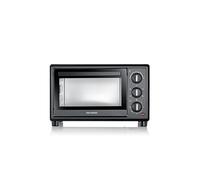 Severin Horno de sobremesa, 20L, hasta 230°C, aire caliente, calor superior e inferior, piedra para pizza, asador, bandeja para hornear, rejilla grill, temporizador 120 min, 1600W, negro, TO 2079