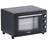SEVERIN Horno tostador con 5 posiciones, mini horno eléctrico de convección, horno pequeño con piedra para pizzas y asador de pollos, 1500 W, 20 L, negro, TO 2068