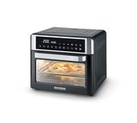 SEVERIN Horno tostador y freidora de aire con 25 L, pantalla LED, temporizador y 12 programas, in andeja de hornear, rejilla grill, cesta para freír, 40-220°C, 2.200 W, negro-plateado TO 2077