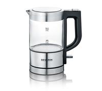 SEVERIN - Mini hervidor de agua 0,5 l, jarra eléctrica de cristal pequeña con filtro antical lavable, base de 360° giratoria y inalámbrica, libre de BPA, acero inoxidable, 1100 W, WK 3472