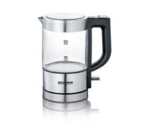 SEVERIN - Mini hervidor de agua 0,5 l, jarra eléctrica de cristal pequeña con filtro antical lavable, base de 360° giratoria y inalámbrica, libre de BPA, acero inoxidable, 1100 W, WK 3472