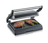 Severin Parrilla Eléctrica, Grill de Contacto, Sandwichera, 800W | 230°C máx, calentamiento en 6 min, carne, verduras, placa de aluminio, bandeja recogegrasas, negro, 2394