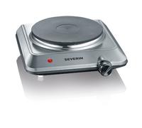 SEVERIN Placa de cocina portátil, placa eléctrica para cocinar fácil de limpiar, hornillo eléctrico con termostato regulable, acero inoxidable cepillado, 1500 W, KP 1092