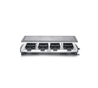 SEVERIN Raclette-Grill con piedra natural, parrilla eléctrica de sobremesa, raclette para 8 personas con placa de parrilla grill y 8 sartenes, plástico/acero inoxidable, negro, RG 2374