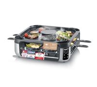 Severin Raclette Grill, para 8 personas, 1900 W, negro | Filtro incorporado para extracción de olores y humos, 8 sartenes, pantalla táctil, plancha antiadherente, 2350