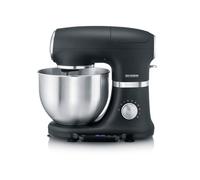 SEVERIN Robot de cocina con báscula, amasadora profesional hasta 3kg, robot multifunción con gancho amasador, batidor plano y varillas, 1000 W, negro mate/acero inoxidable, KM 3898