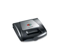 SEVERIN Sandwichera, 1.000 W, Función 3 en 1, Placas para Sándwich, Grill y Gofres, Revestimiento antiadherente, Negro / Acero Inox Pulido, SA 2968